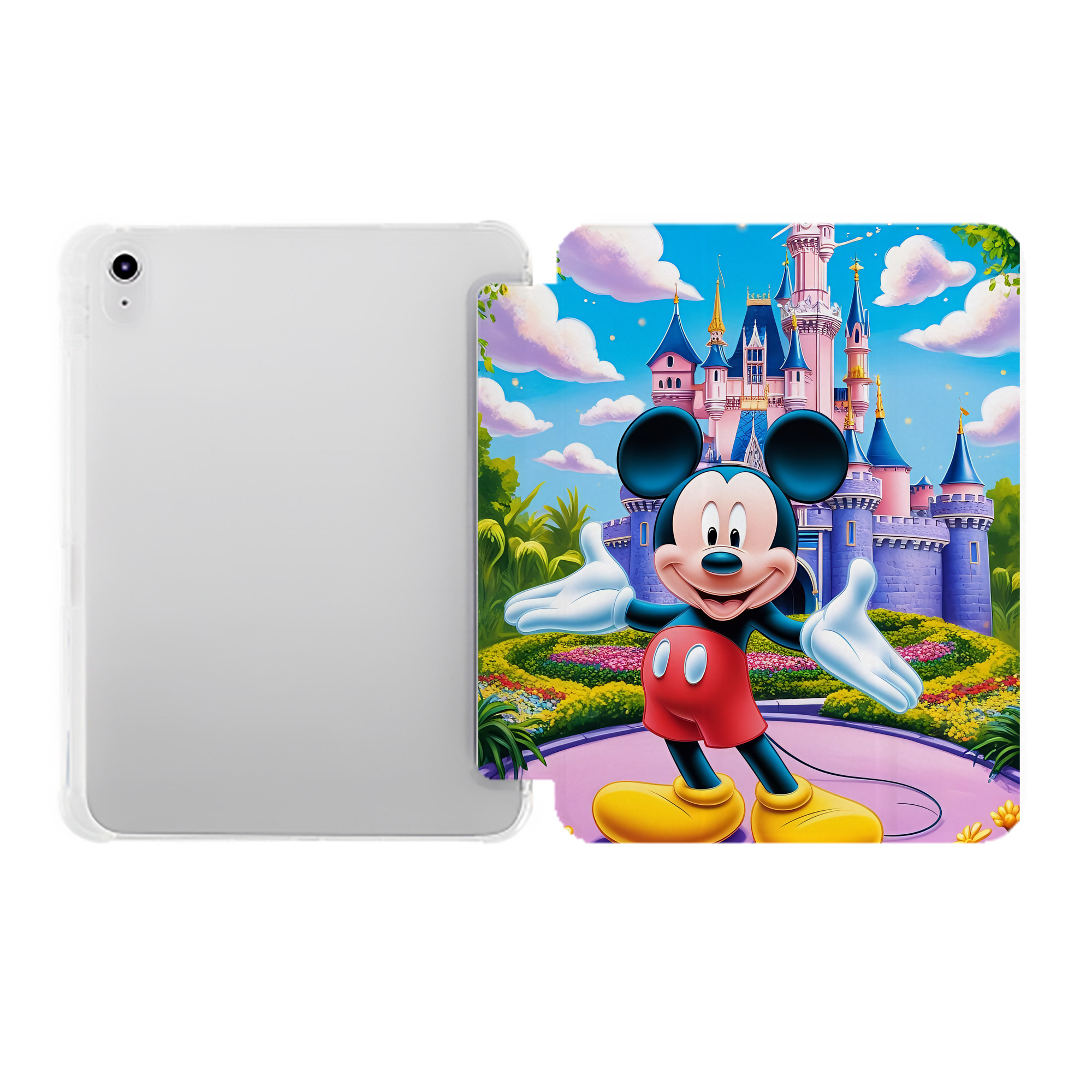 （画像用） ミッキーマウス Mickey Mouse IPad ケース ペン収納付き 三つ折りスタンド PUレザー×シリコン 対応機種9.5/10.5/10.9インチ